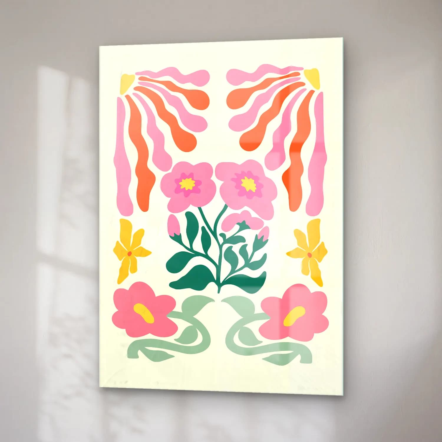 Boho Çiçek Deseni No. 59 cam tablo — sağ açıdan görünüm