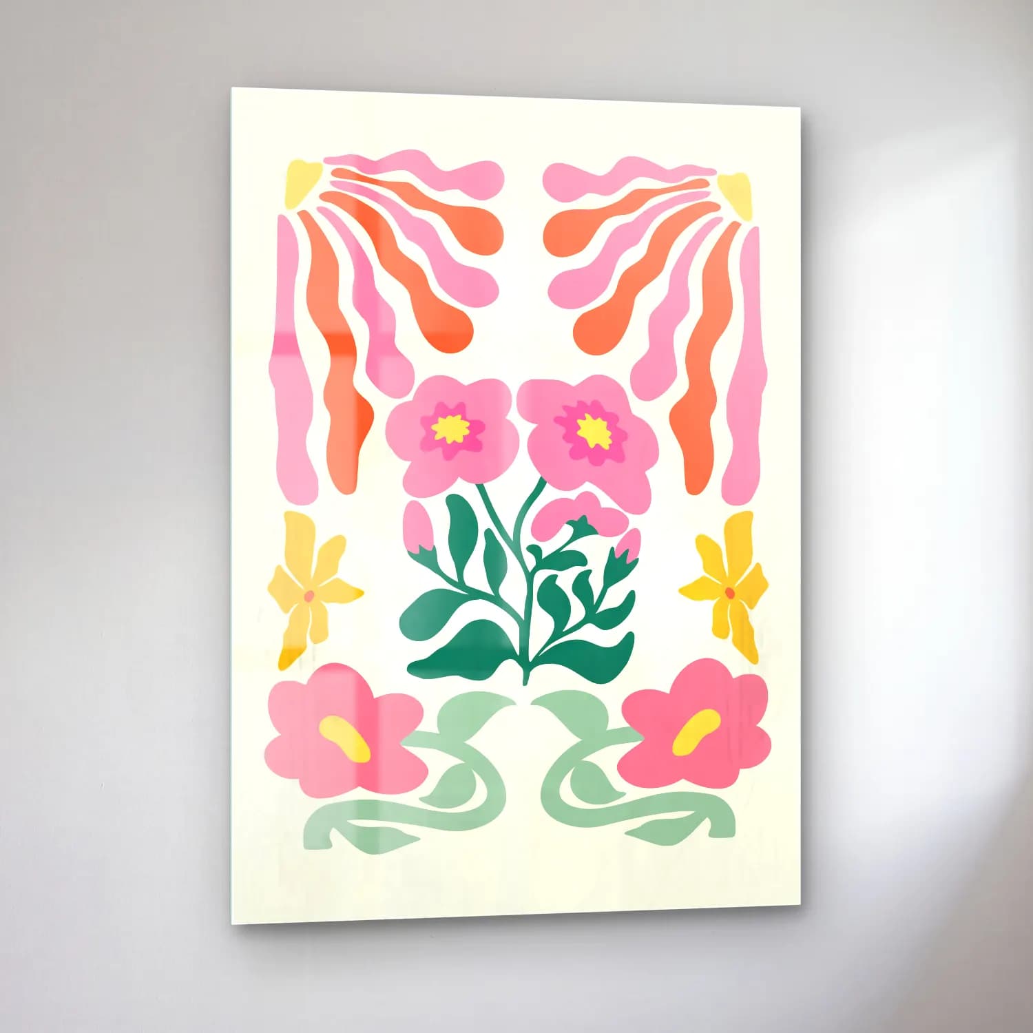 Boho Çiçek Deseni No. 59 cam tablo — sol açıdan görünüm