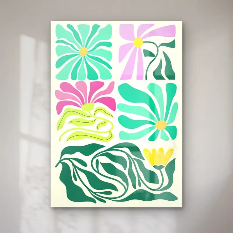 Boho Çiçek Deseni No. 60 cam tablo — Boho Çiçek Deseni No. 60 — boho çiçek deseni