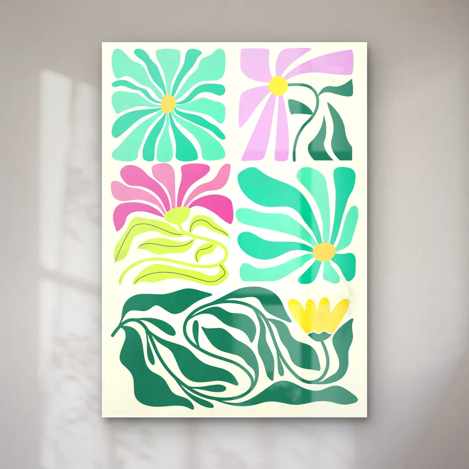 Boho Çiçek Deseni No. 60 cam tablo — Boho Çiçek Deseni No. 60 — boho çiçek deseni