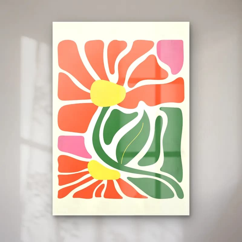 Retro Çiçek Deseni No. 150 cam tablo — Retro Çiçek Deseni No. 150 — retro çiçek deseni