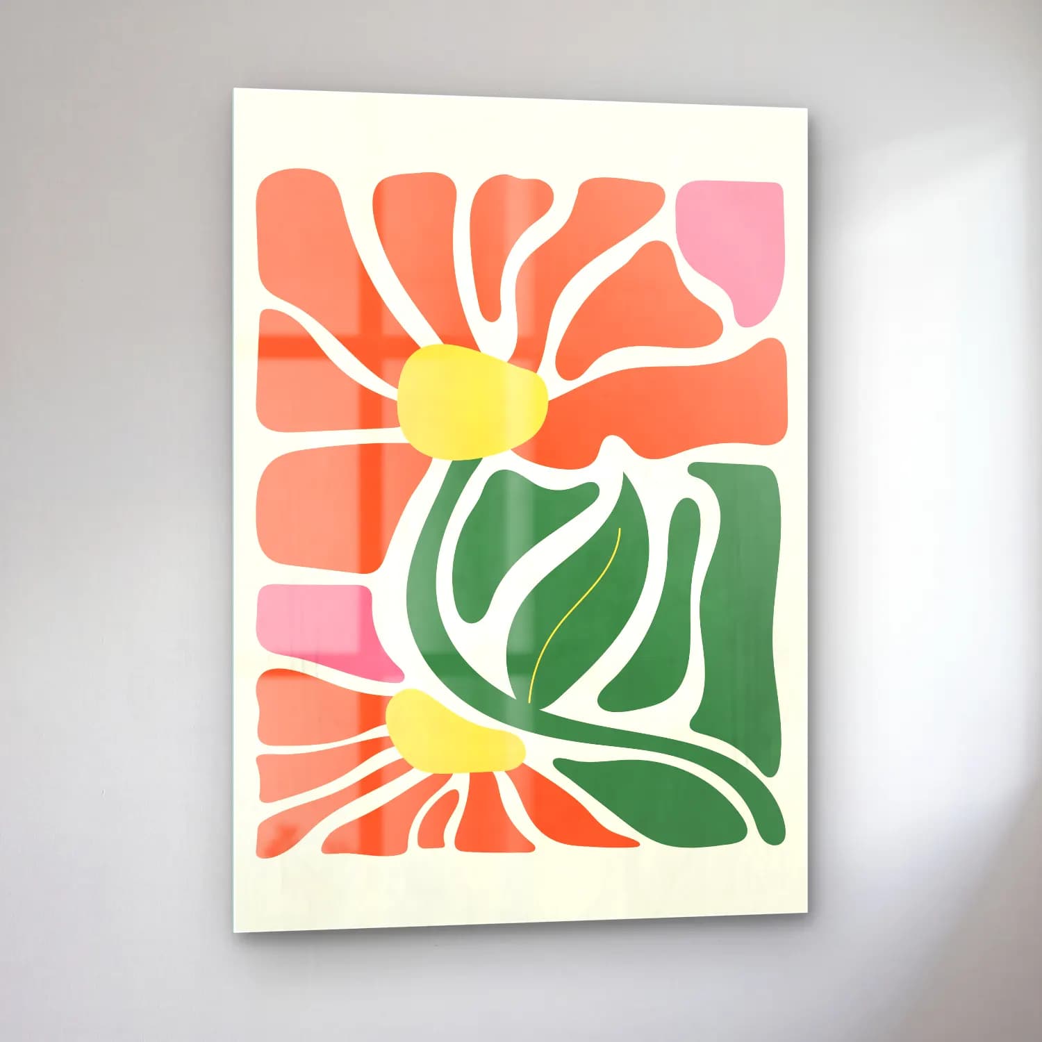 Retro Çiçek Deseni No. 150 cam tablo — sol açıdan görünüm