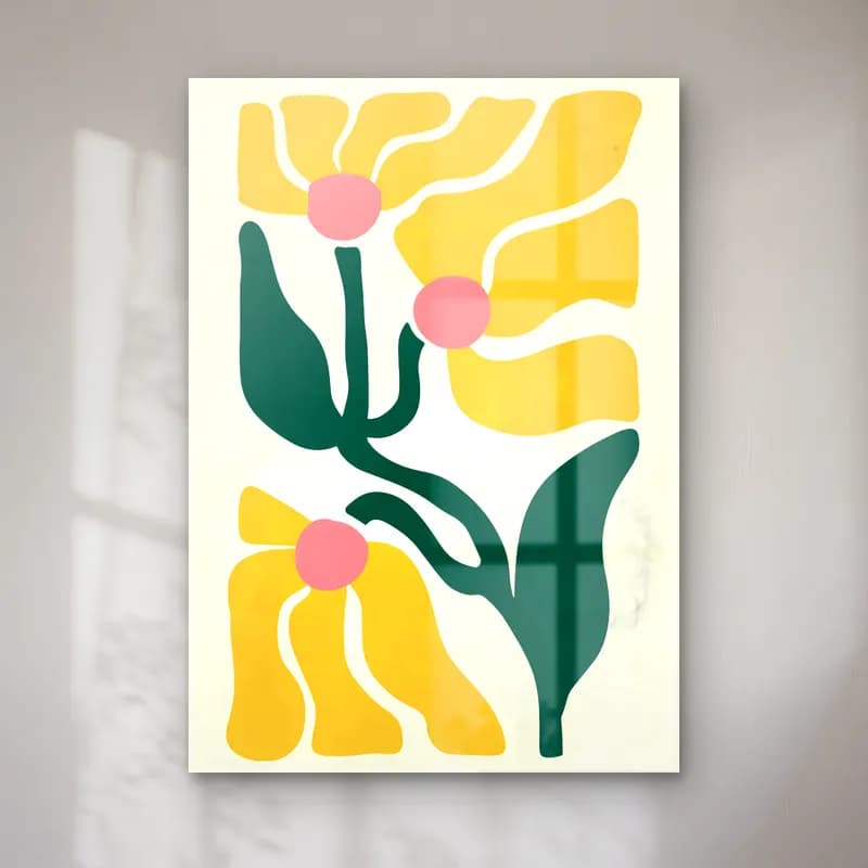 Boho Çiçek Deseni No. 63 cam tablo — Boho Çiçek Deseni No. 63 — boho çiçek deseni