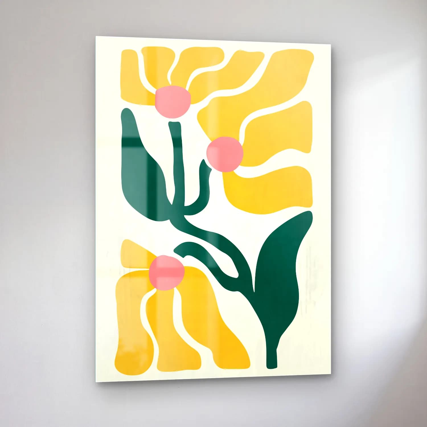 Boho Çiçek Deseni No. 63 cam tablo — sol açıdan görünüm