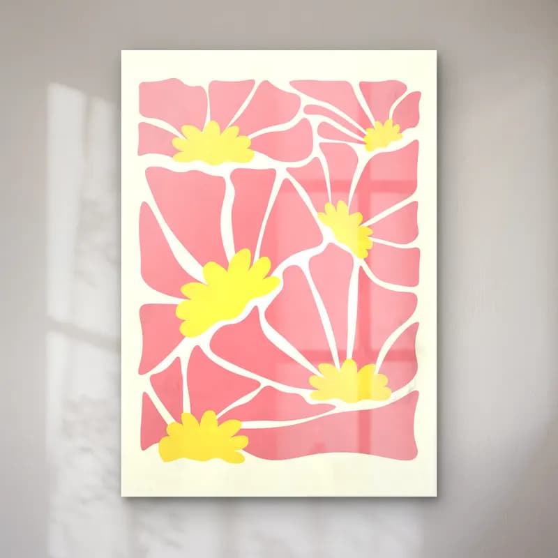 Retro Çiçek Deseni No. 151 cam tablo — Retro Çiçek Deseni No. 151 — retro çiçek deseni
