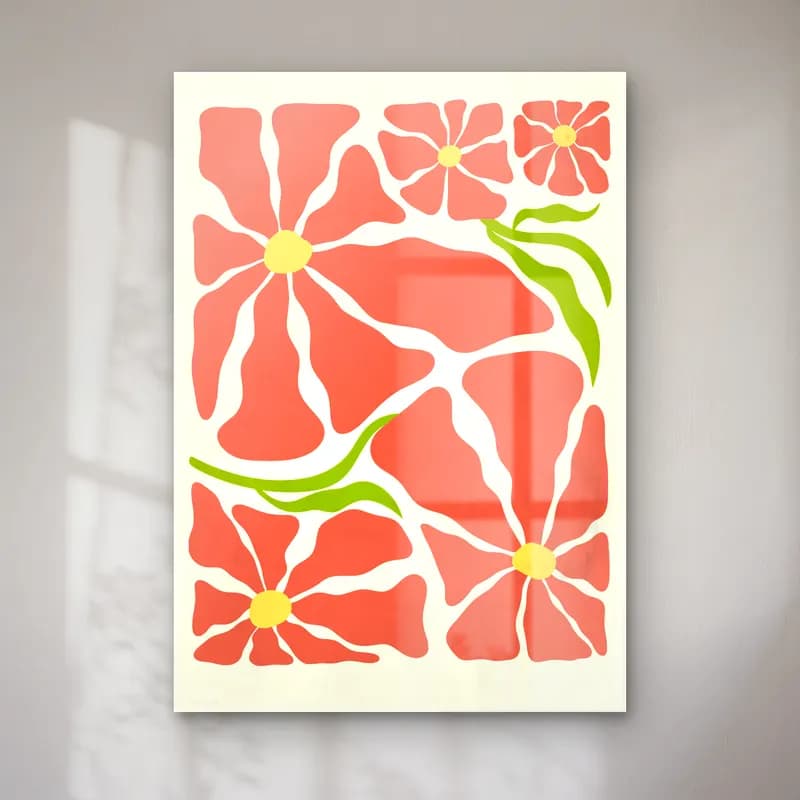 Retro Çiçek Deseni No. 153 cam tablo — Retro Çiçek Deseni No. 153 — retro çiçek deseni