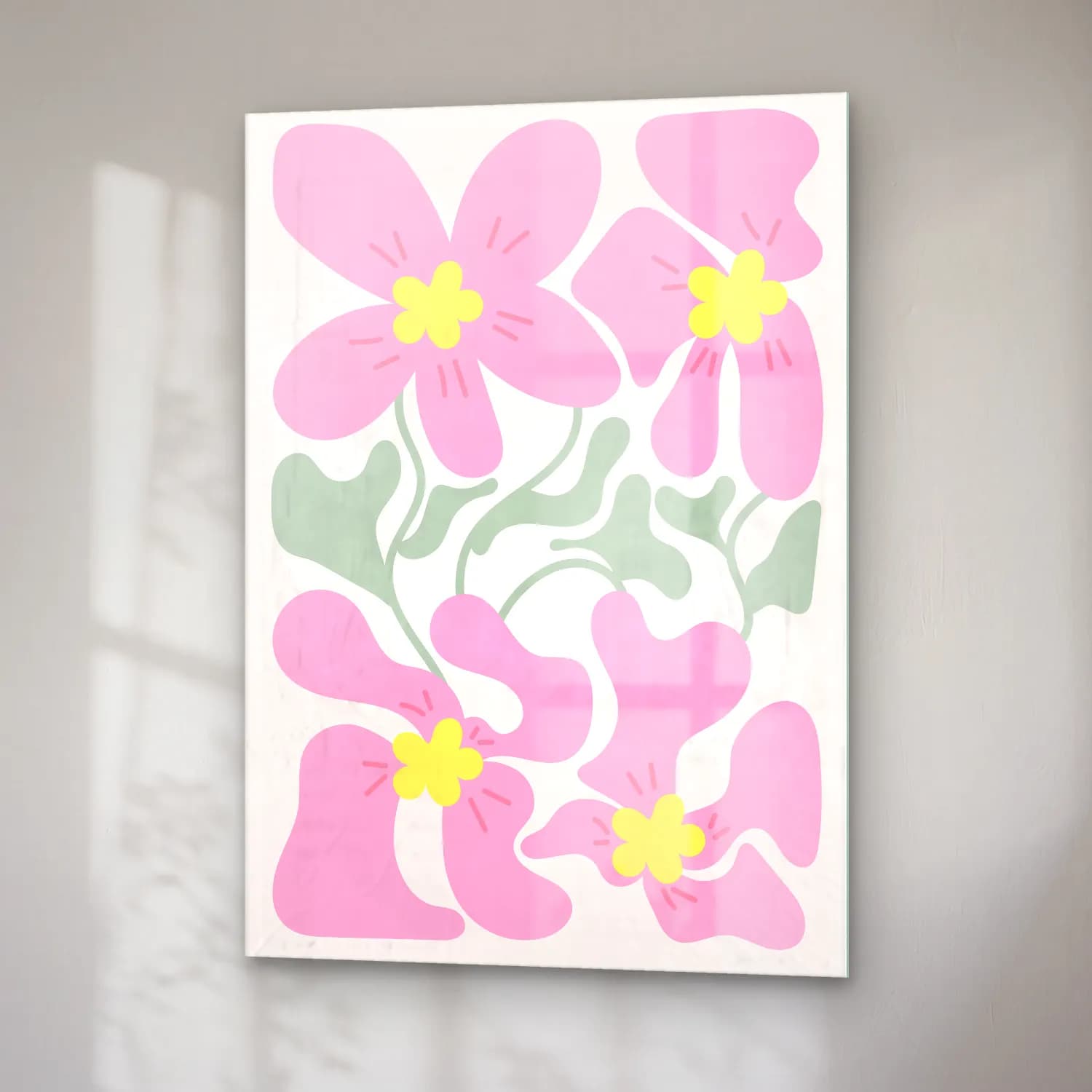 Pastel Çiçek Deseni No. 174 cam tablo — sağ açıdan görünüm