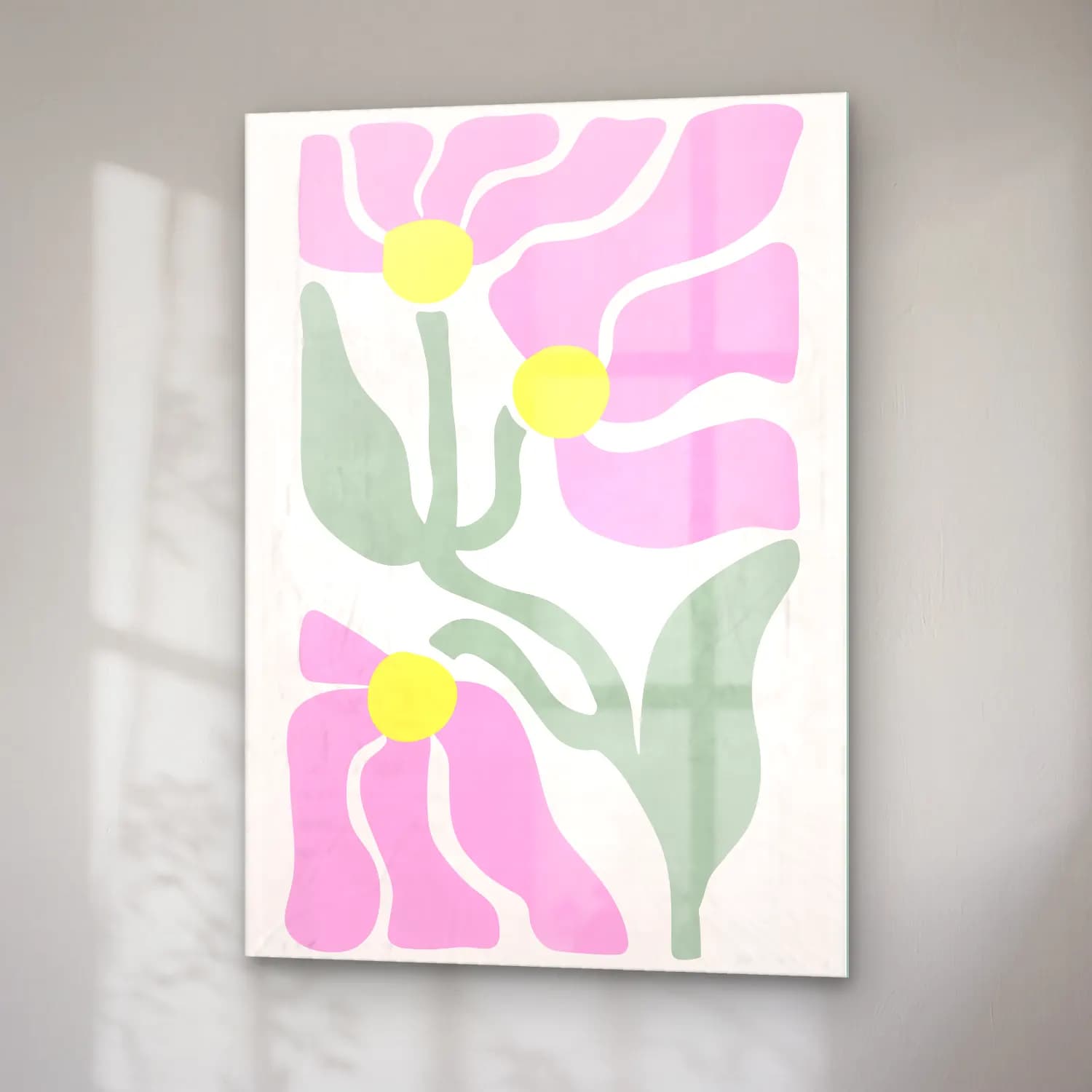 Pastel Çiçek Deseni No. 175 cam tablo — sağ açıdan görünüm