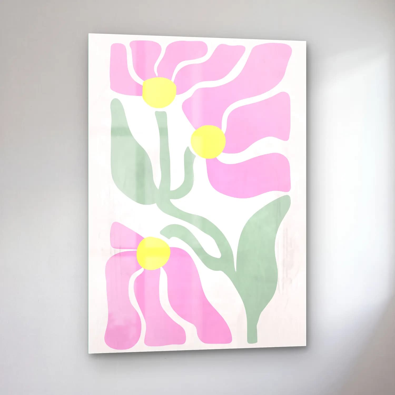 Pastel Çiçek Deseni No. 175 cam tablo — sol açıdan görünüm