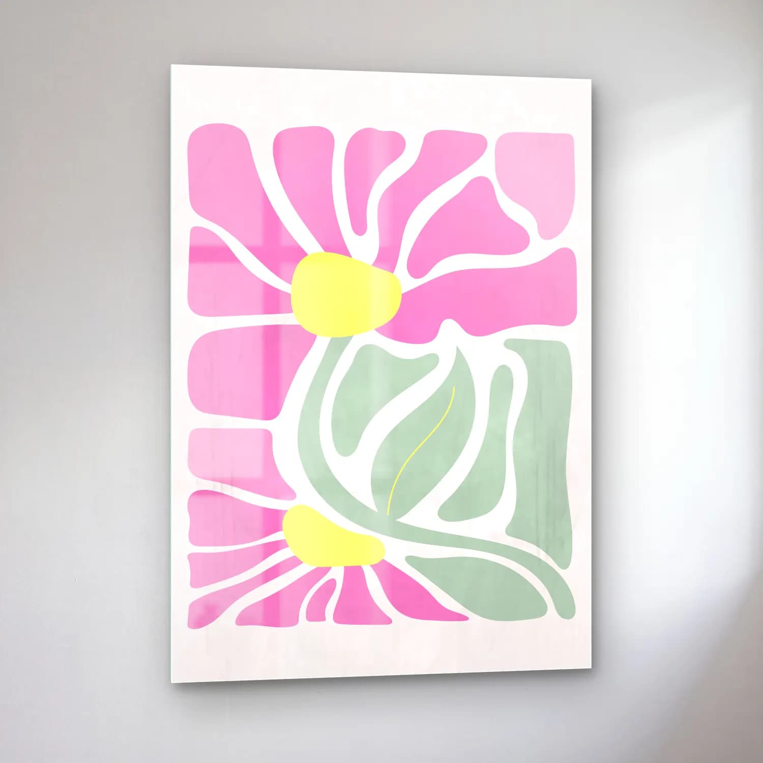 Pastel Çiçek Deseni No. 176 cam tablo — sol açıdan görünüm