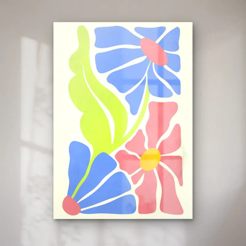Retro Çiçek Deseni No. 156 cam tablo — Retro Çiçek Deseni No. 156 — retro çiçek deseni