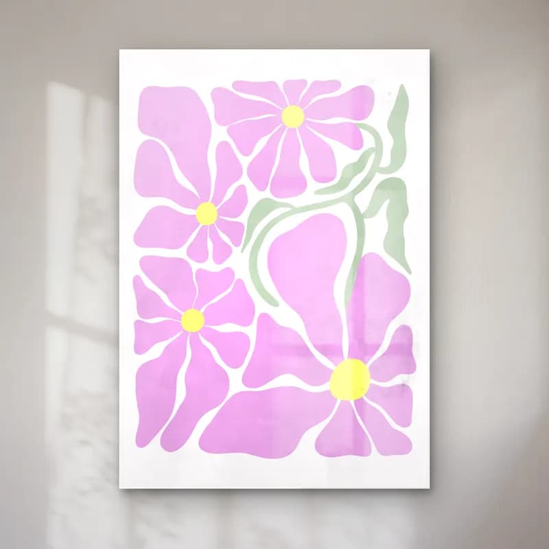 Pastel Çiçek Deseni No. 180 cam tablo — Pastel Çiçek Deseni No. 180 — pastel çiçek deseni