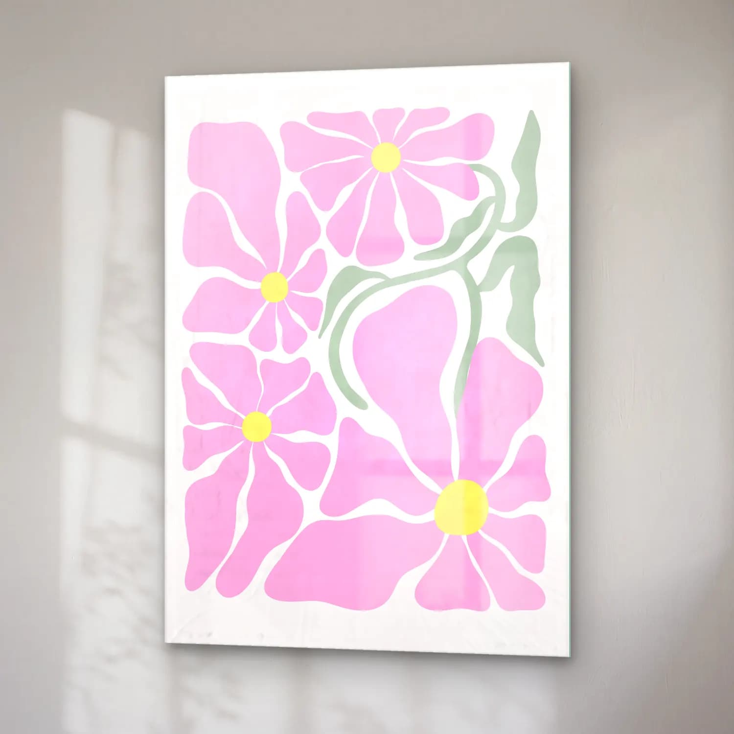 Pastel Çiçek Deseni No. 180 cam tablo — sağ açıdan görünüm