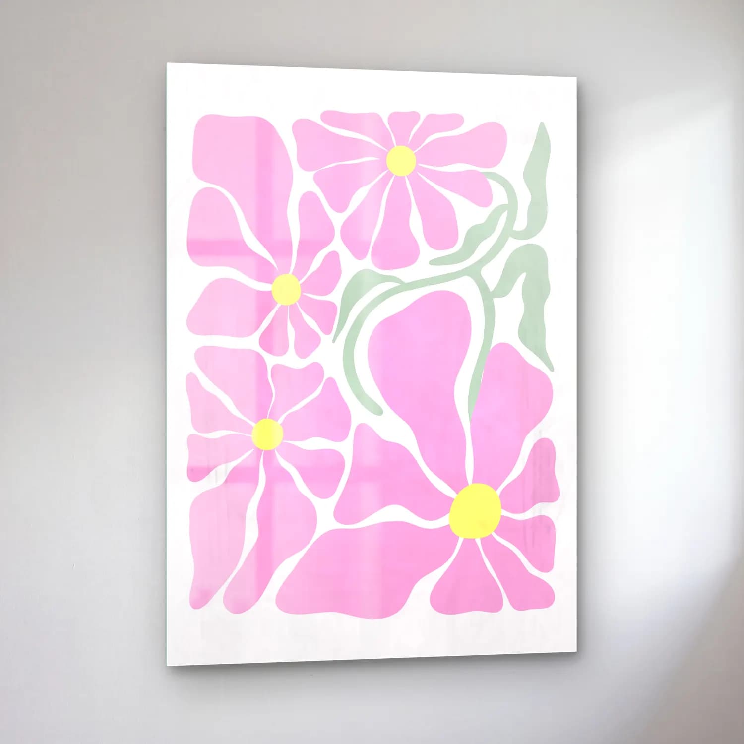 Pastel Çiçek Deseni No. 180 cam tablo — sol açıdan görünüm