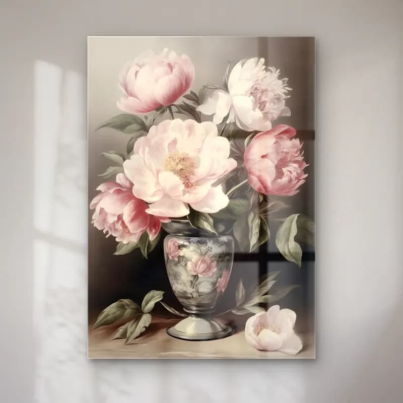Pastel Pembe Şakayıklar No. 6 cam tablo — Pastel Pembe Şakayıklar No. 6 — pastel pembe şakayıklar