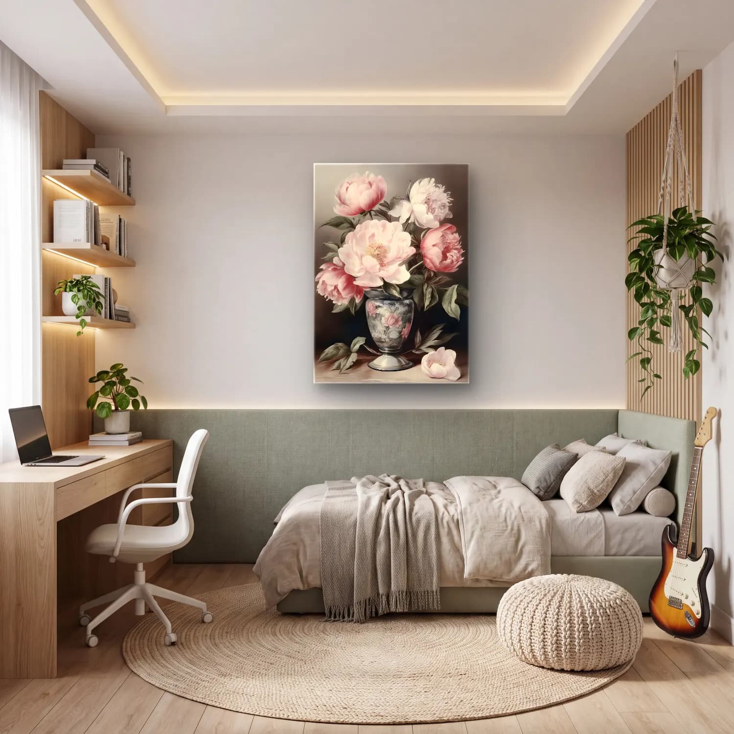 Pastel Pembe Şakayıklar No. 6 cam tablo — genç odasında