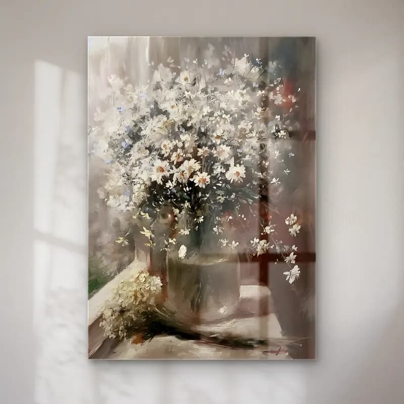 Yağlı Boya Vazoda Çiçek Buketi No. 31 cam tablo — Yağlı Boya Vazoda Çiçek Buketi No. 31 — yağlı boya vazoda çiçek buketi