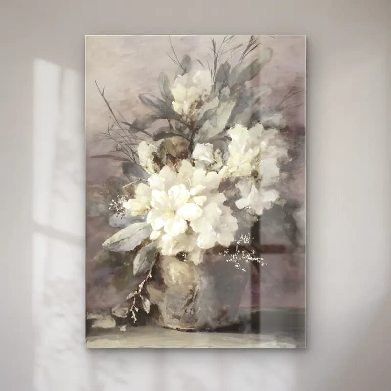 Yağlı Boya Vazoda Çiçek Buketi No. 33 cam tablo — Yağlı Boya Vazoda Çiçek Buketi No. 33 — yağlı boya vazoda çiçek buketi