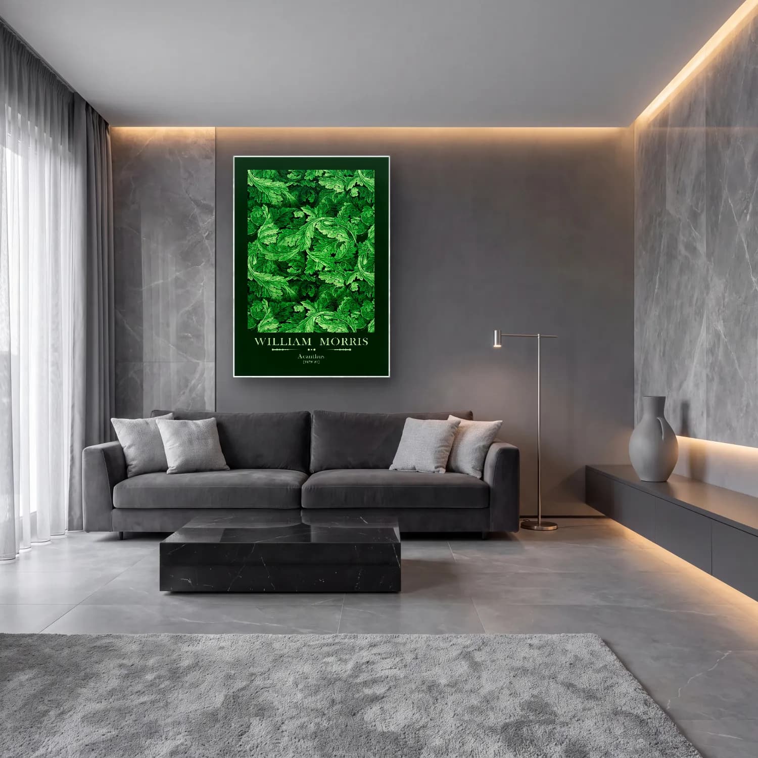 Botanik İllüstrasyon Çiçek Deseni No. 112 cam tablo — lüks salon duvarında