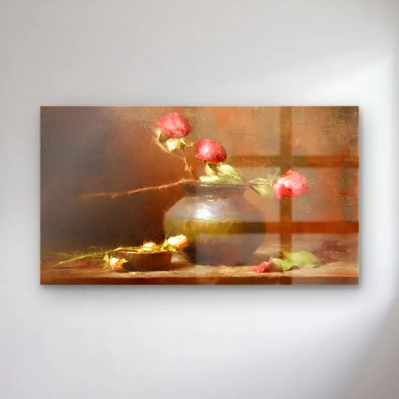 Yağlı Boya Güller No. 55 cam tablo — Yağlı Boya Güller No. 55 — yağlı boya güller