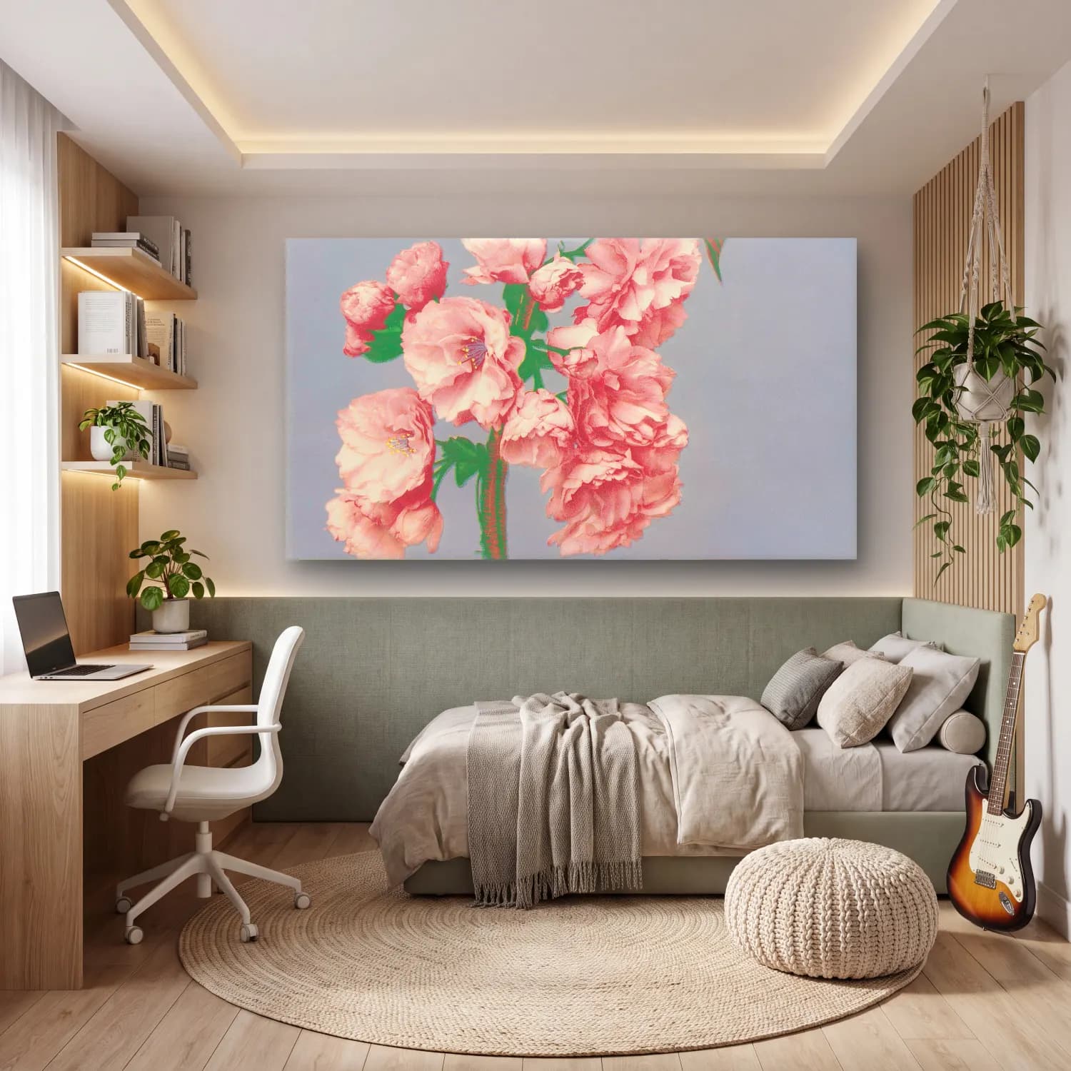 Pastel Pembe Şakayıklar No. 7 cam tablo — genç odasında
