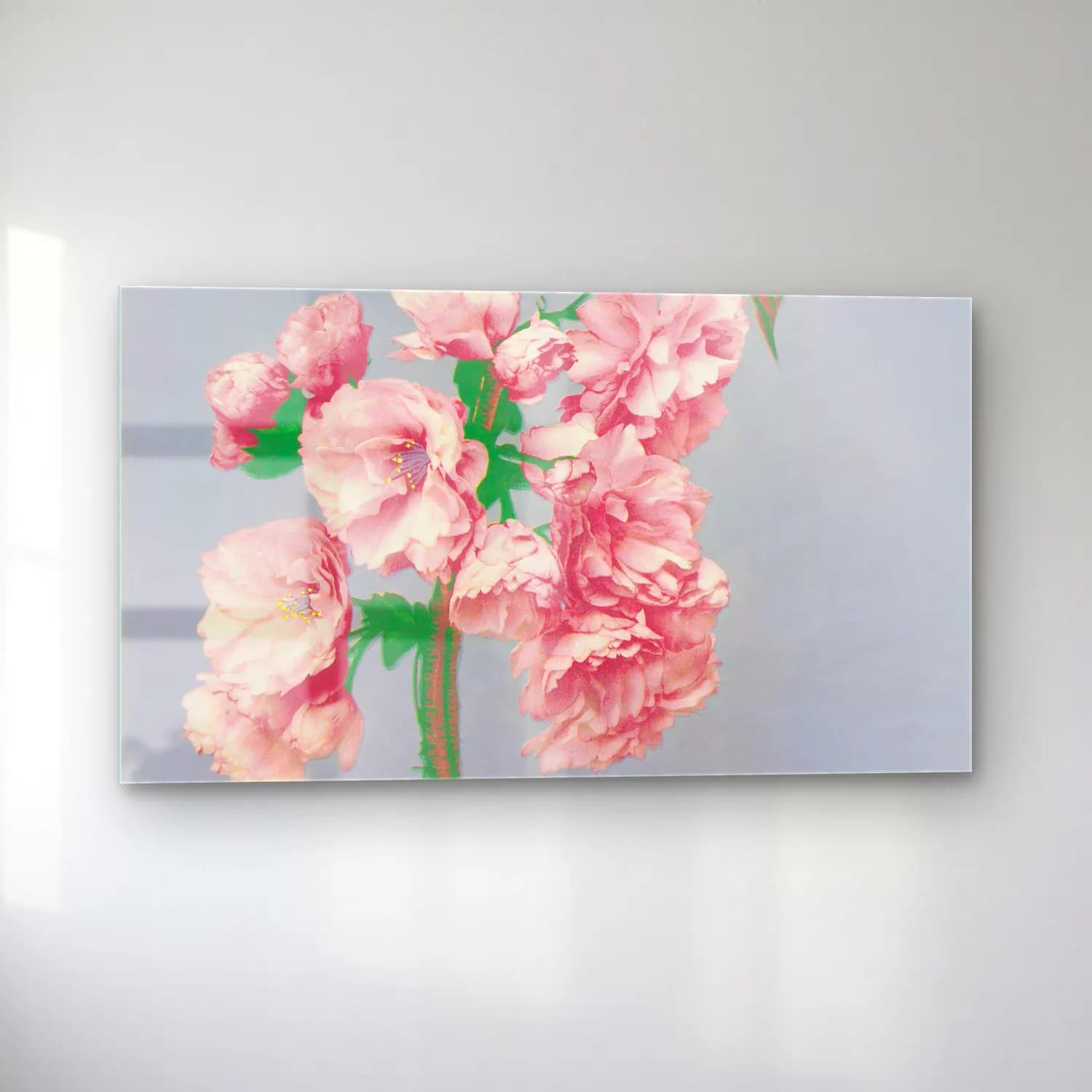 Pastel Pembe Şakayıklar No. 7 cam tablo — sol açıdan görünüm