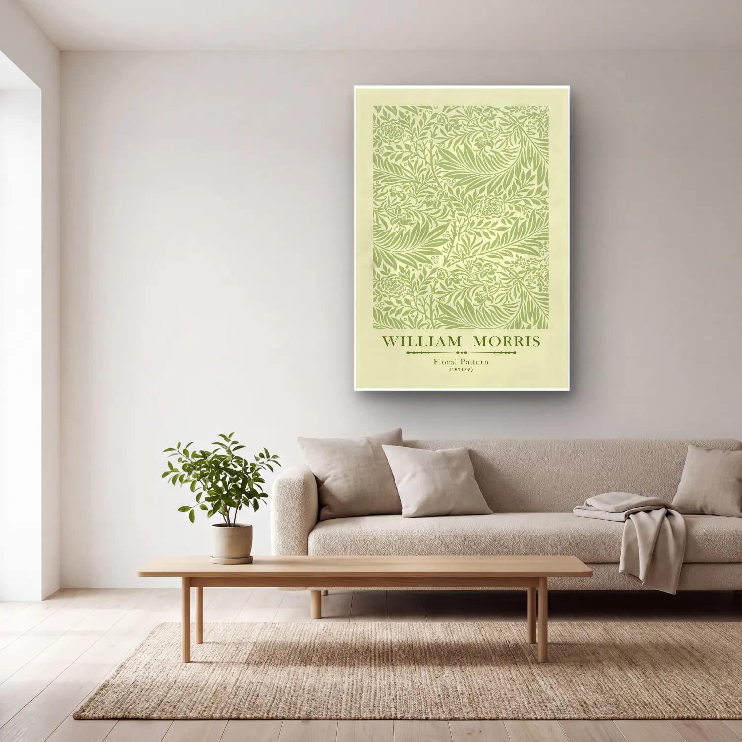 Botanik İllüstrasyon Çiçek Deseni No. 124 cam tablo — açık renk salonda