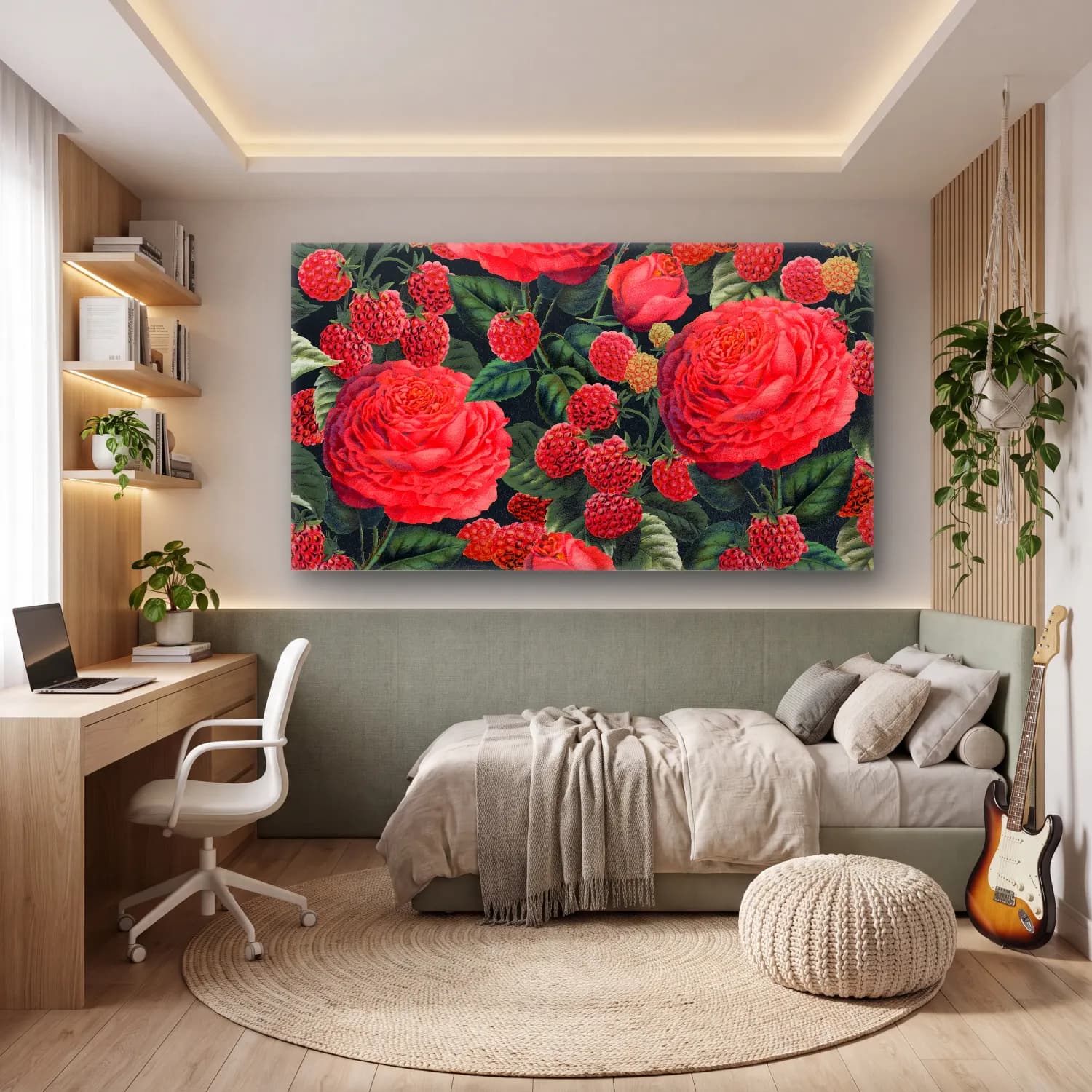 Botanik İllüstrasyon Çiçek Deseni No. 109 cam tablo — genç odasında