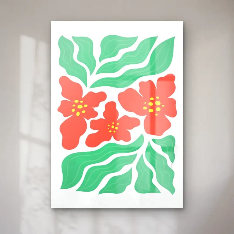 Retro Çiçek Deseni No. 165 cam tablo — Retro Çiçek Deseni No. 165 — retro çiçek deseni