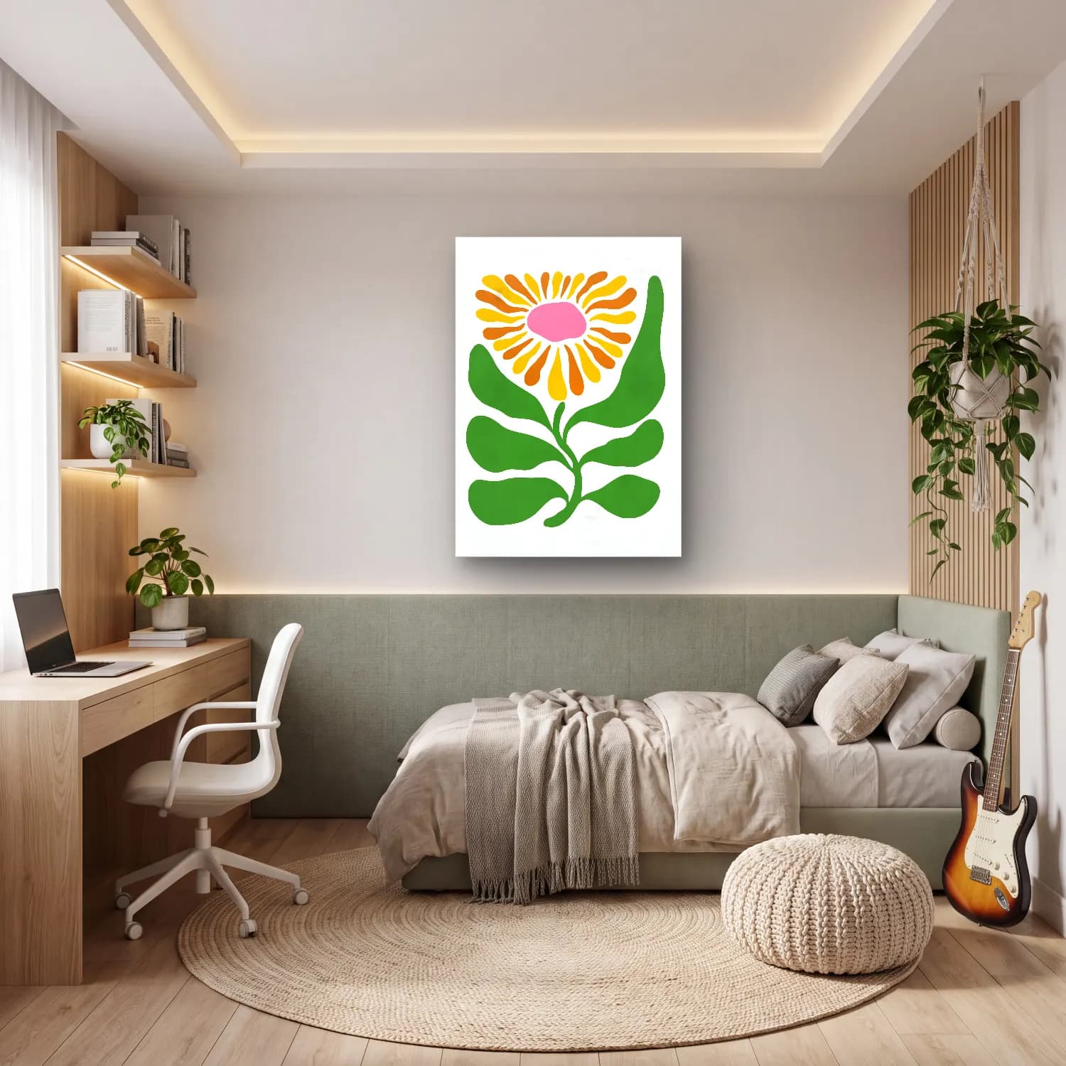 Botanik İllüstrasyon Çiçek Deseni No. 110 cam tablo — genç odasında