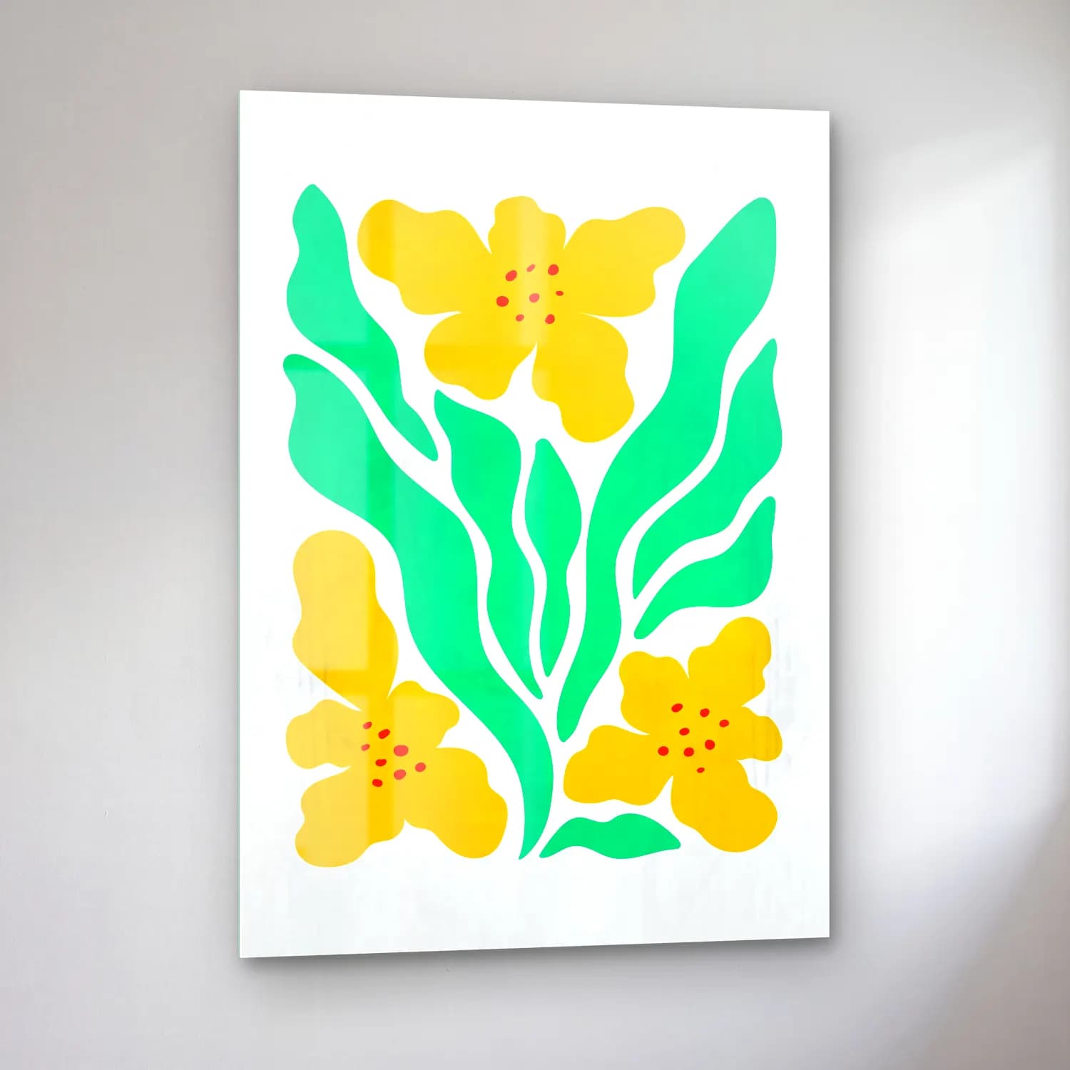 Boho Çiçek Deseni No. 71 cam tablo — sol açıdan görünüm