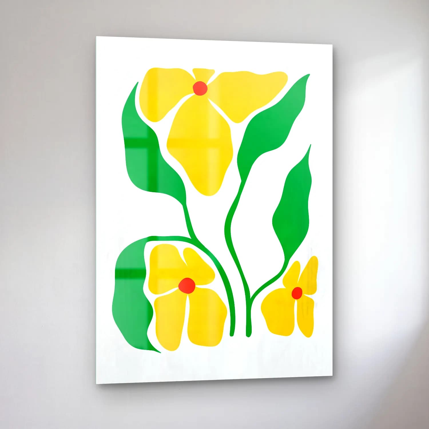 Botanik İllüstrasyon Çiçek Deseni No. 111 cam tablo — sol açıdan görünüm