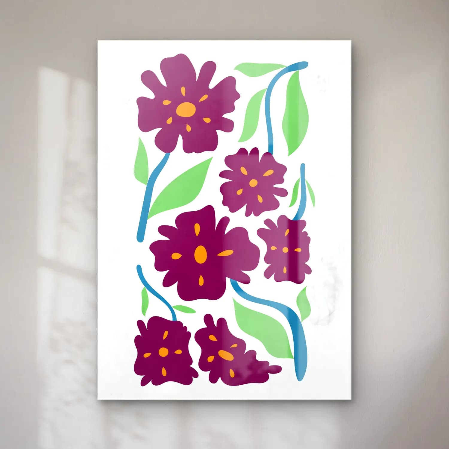 Retro Çiçek Deseni No. 167 cam tablo — Retro Çiçek Deseni No. 167 — retro çiçek deseni