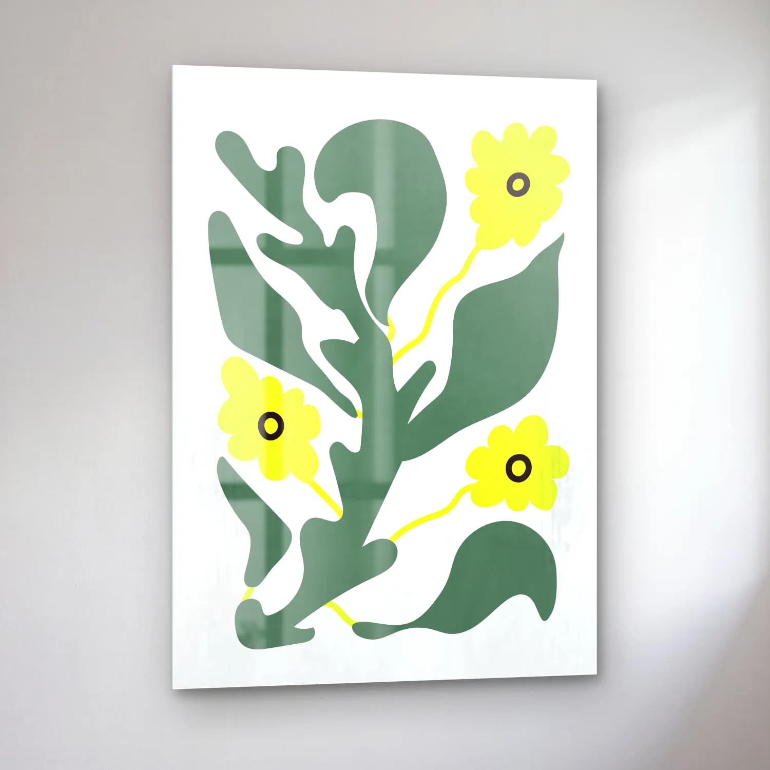 Botanik İllüstrasyon Çiçek Deseni No. 117 cam tablo — sol açıdan görünüm