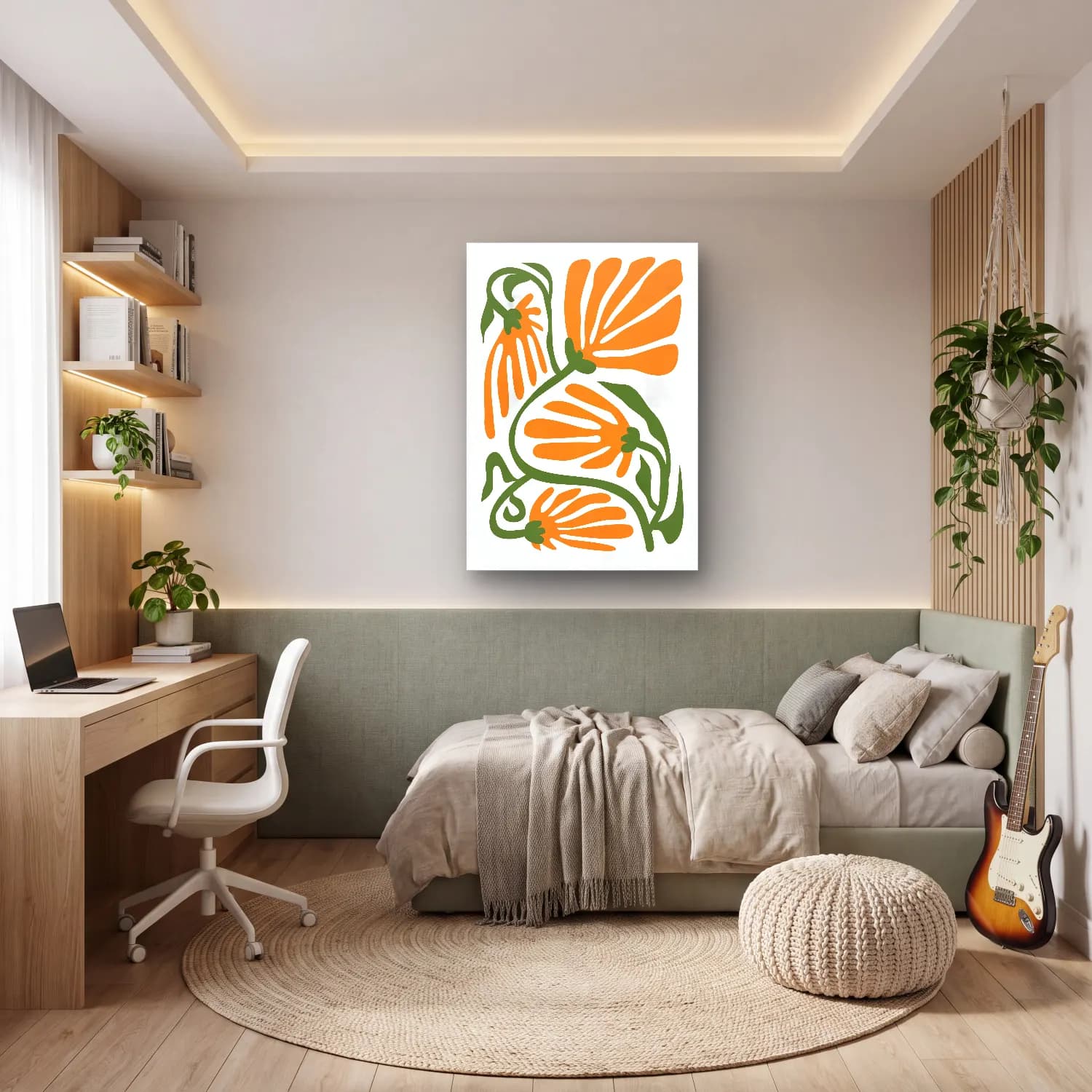 Botanik İllüstrasyon Çiçek Deseni No. 119 cam tablo — genç odasında