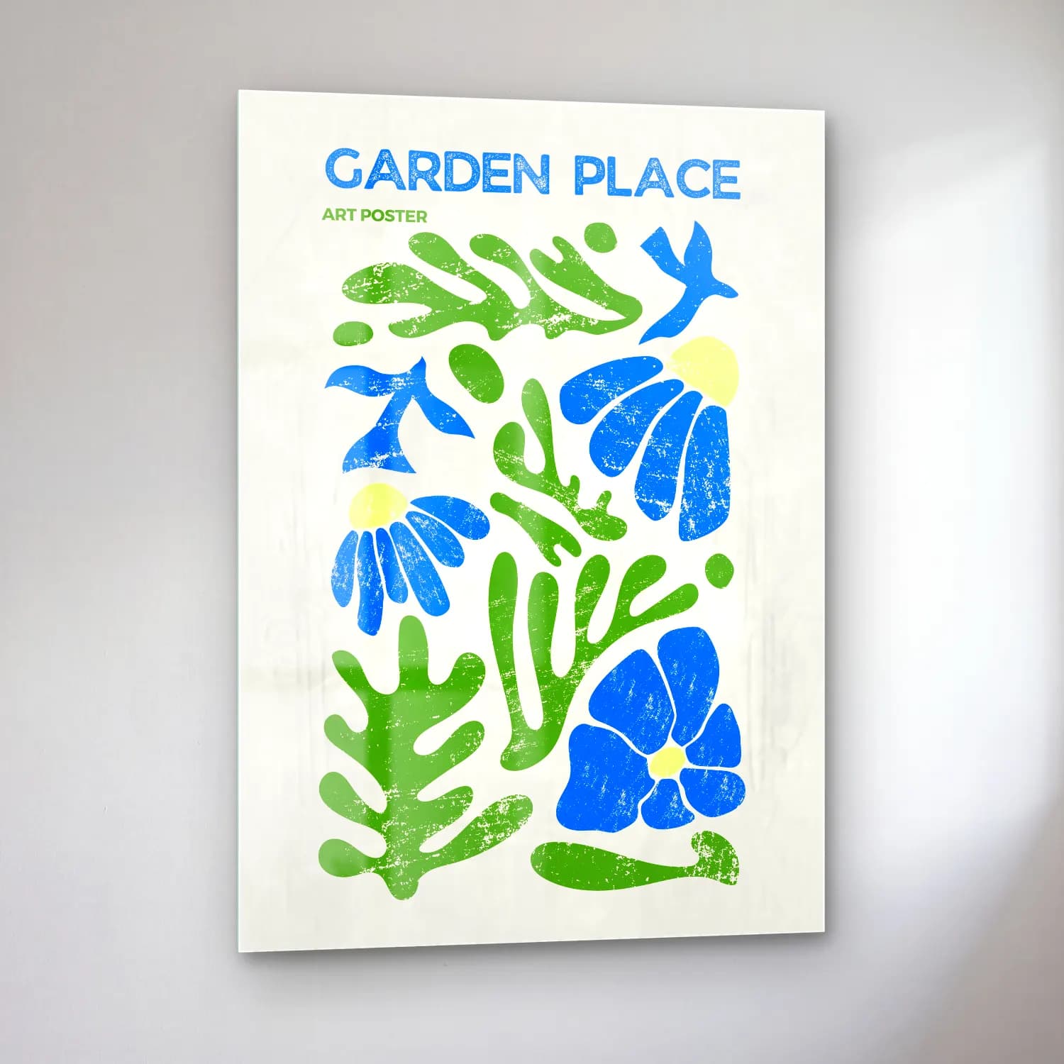 Vintage Poster Çiçek Deseni No. 5 cam tablo — sol açıdan görünüm