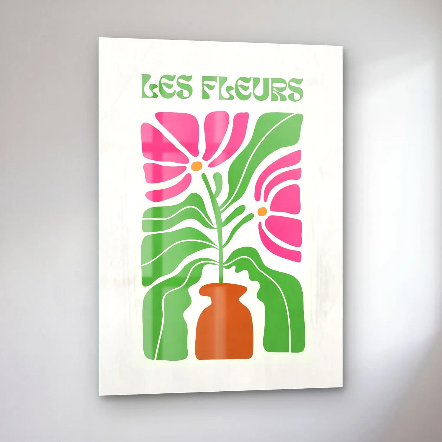 Vintage Poster Vazo – Pembe Tonlar cam tablo — sol açıdan görünüm