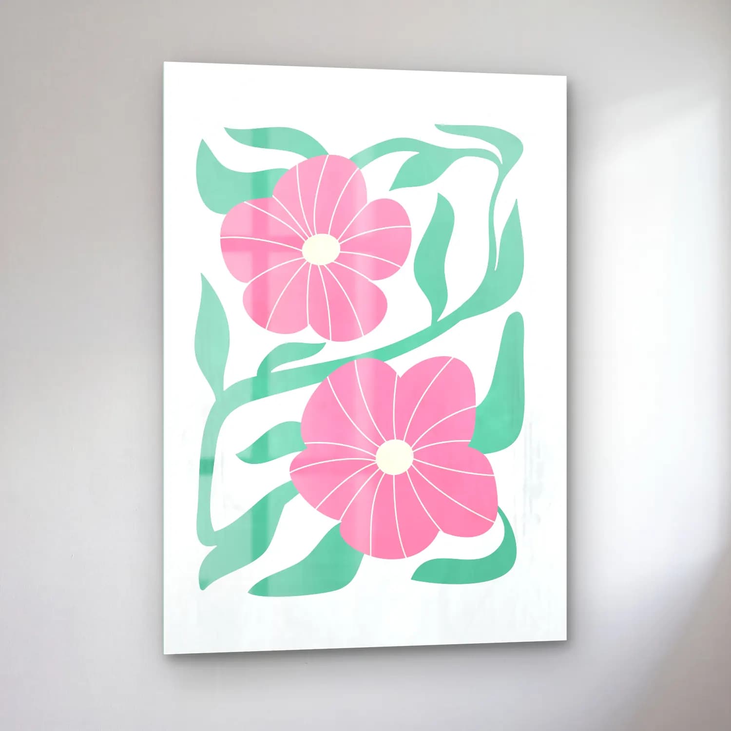 Pastel Çiçek Deseni No. 193 cam tablo — sol açıdan görünüm