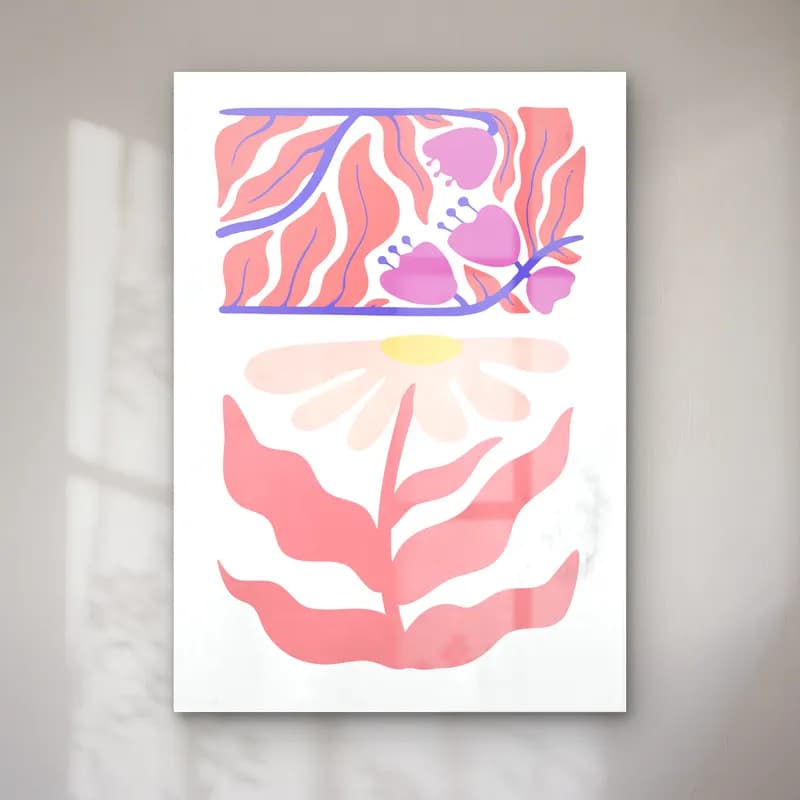 Boho Çiçek Deseni No. 74 cam tablo — Boho Çiçek Deseni No. 74 — boho çiçek deseni
