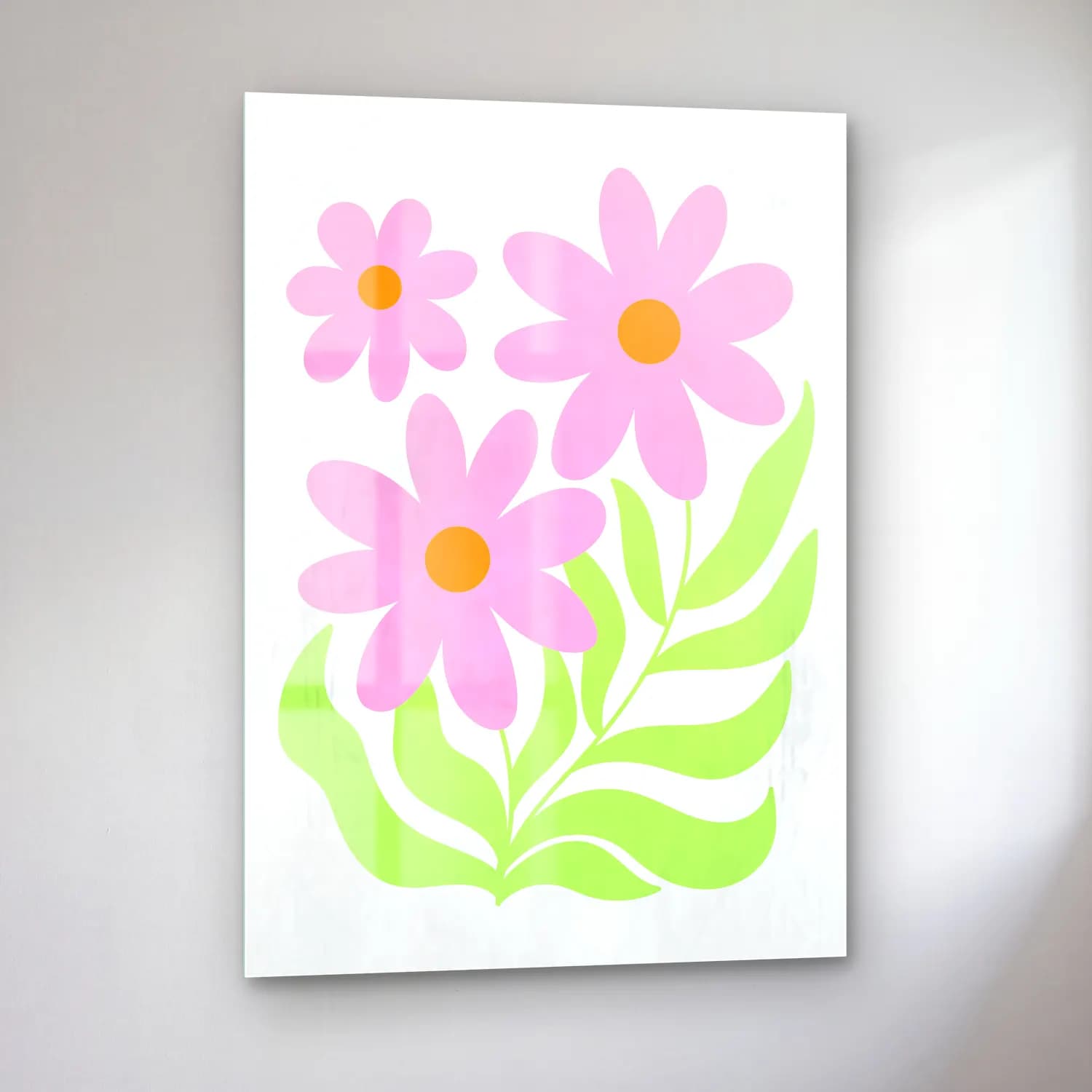 Pastel Çiçek Deseni No. 196 cam tablo — sol açıdan görünüm