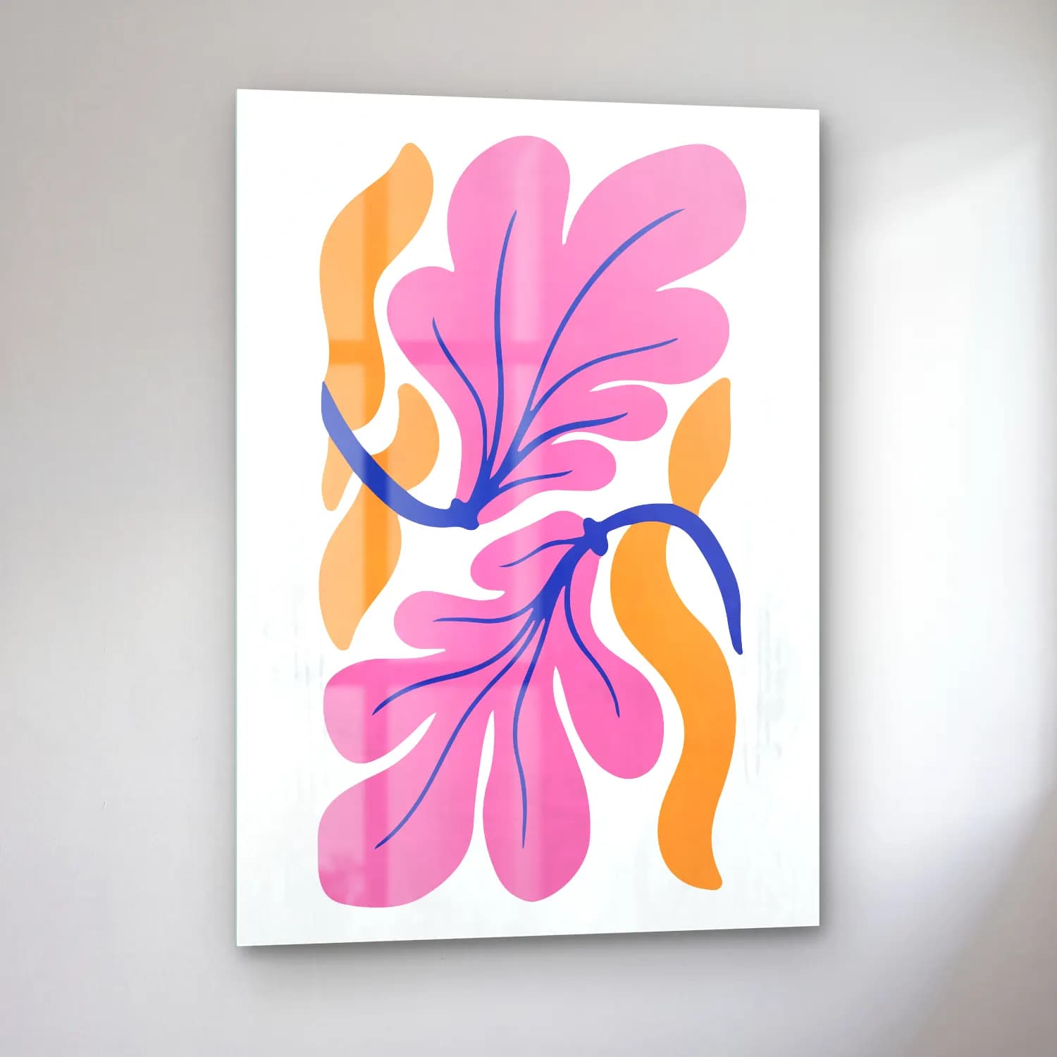 Boho Çiçek Deseni No. 75 cam tablo — sol açıdan görünüm