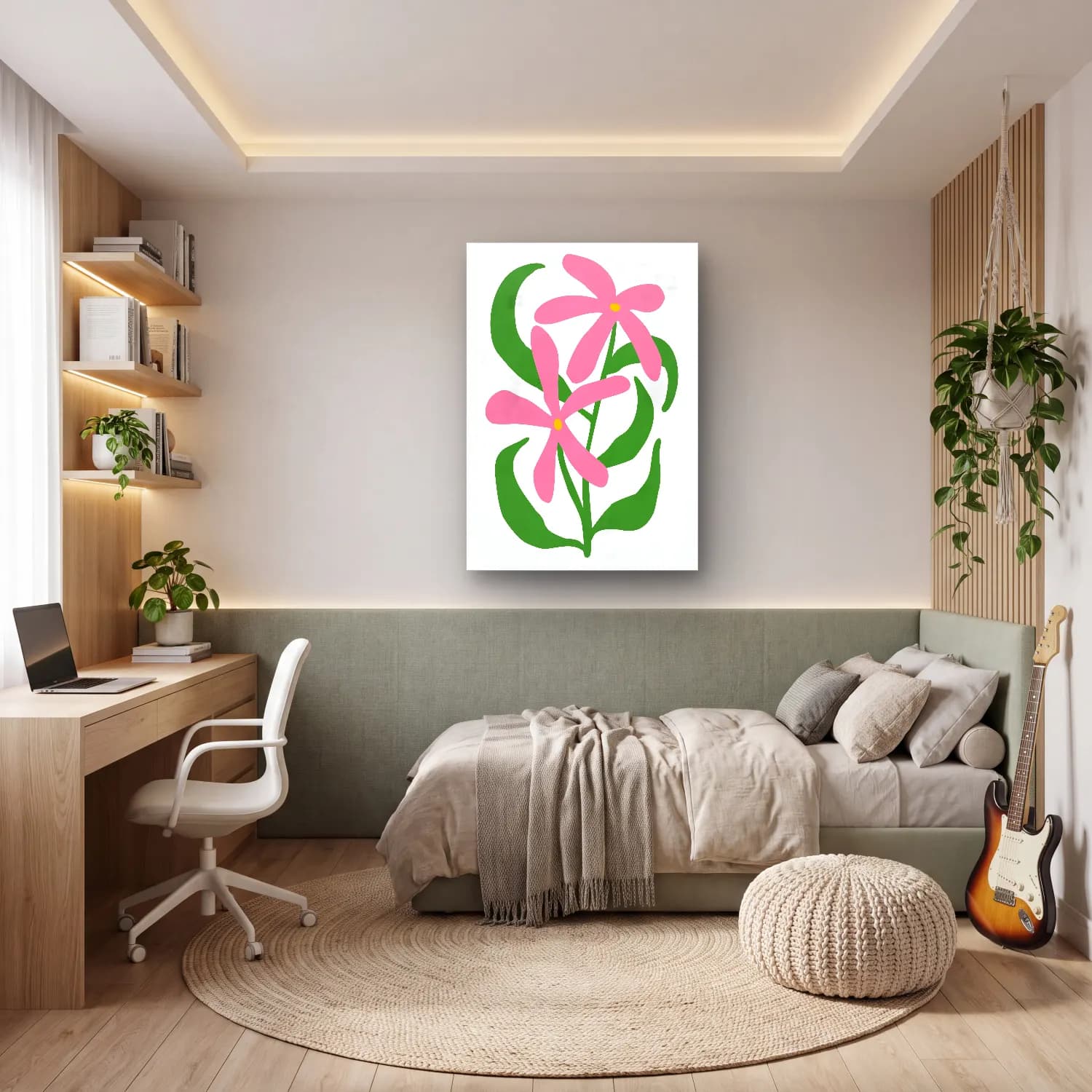 Botanik İllüstrasyon Çiçek Deseni No. 125 cam tablo — genç odasında