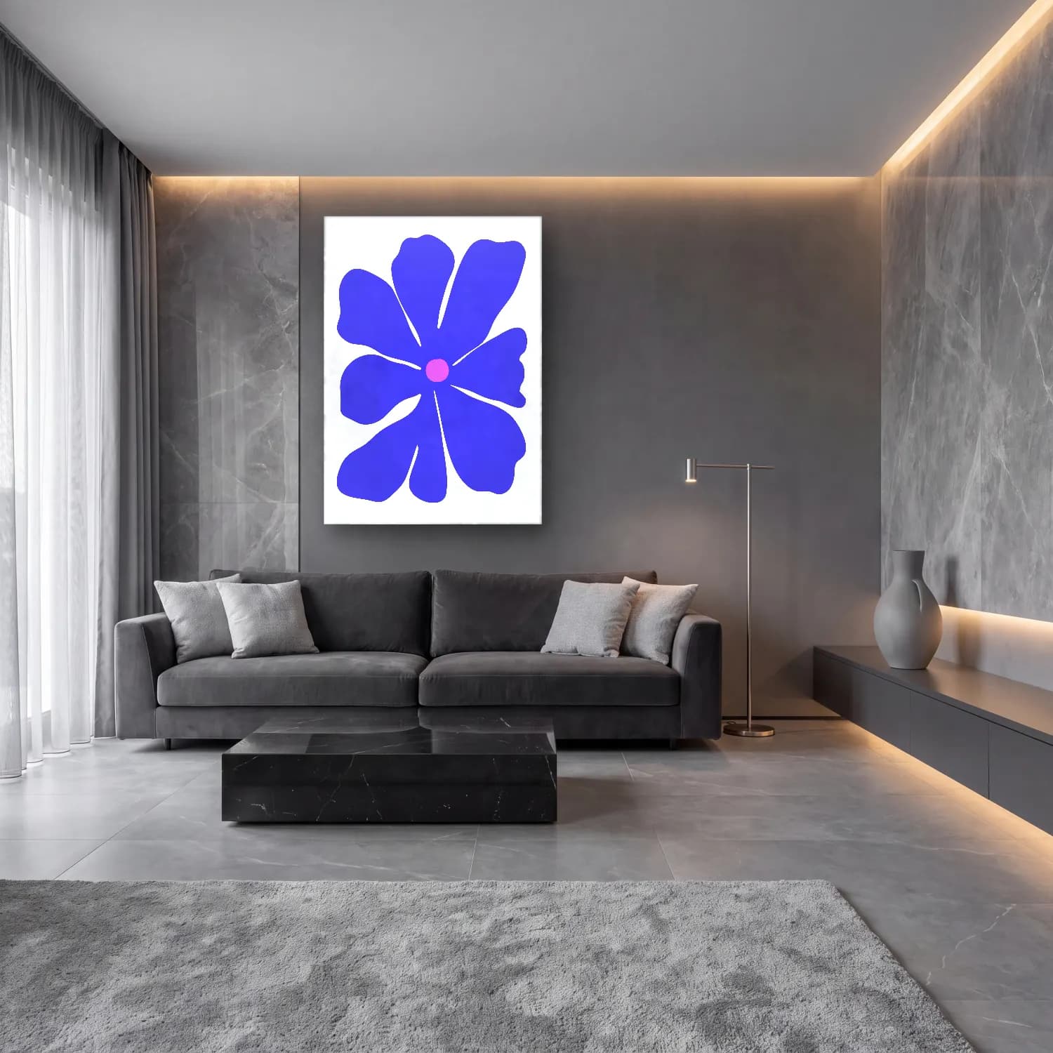 Botanik İllüstrasyon Çiçek Deseni No. 131 cam tablo — lüks salon duvarında