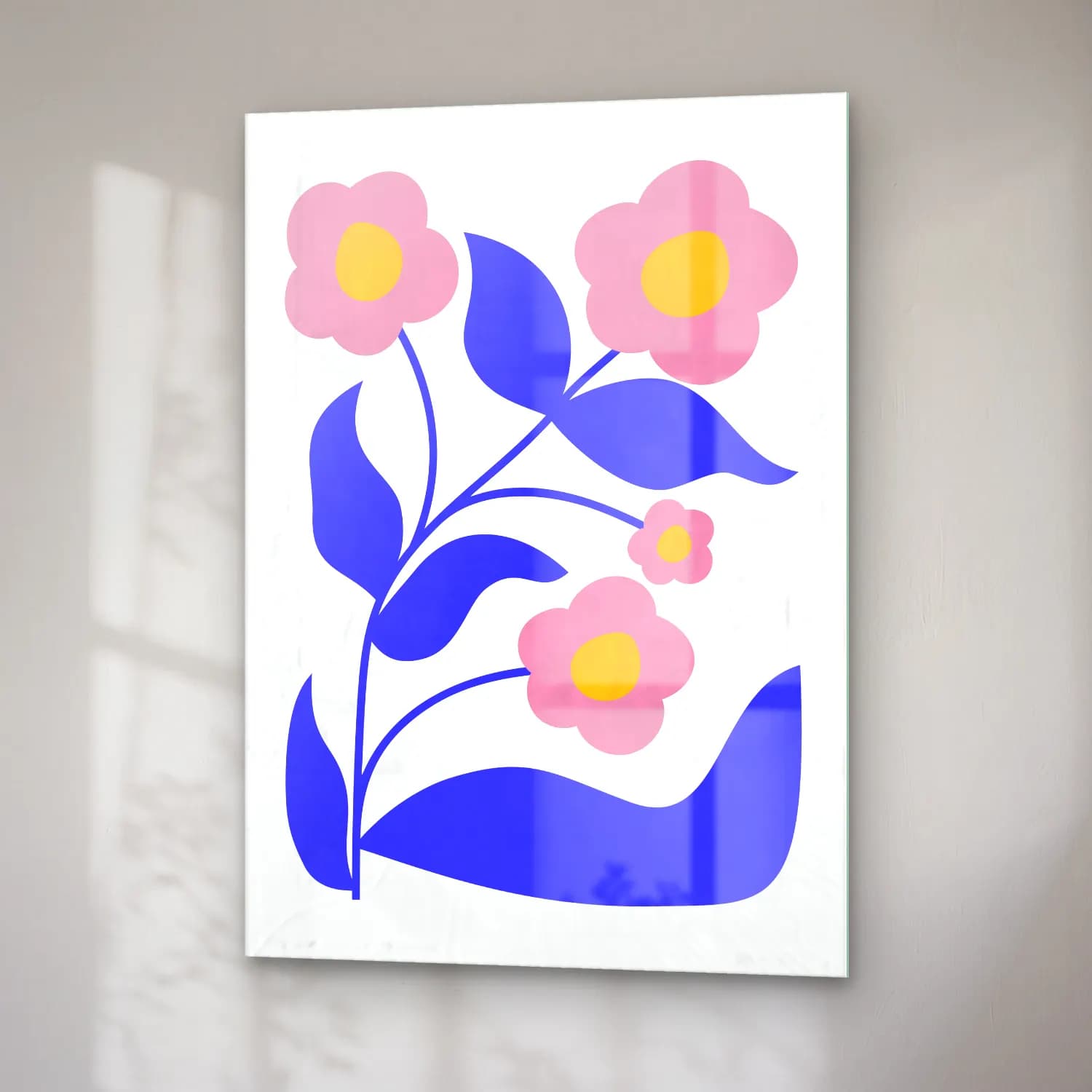 Pastel Çiçek Deseni No. 198 cam tablo — sağ açıdan görünüm