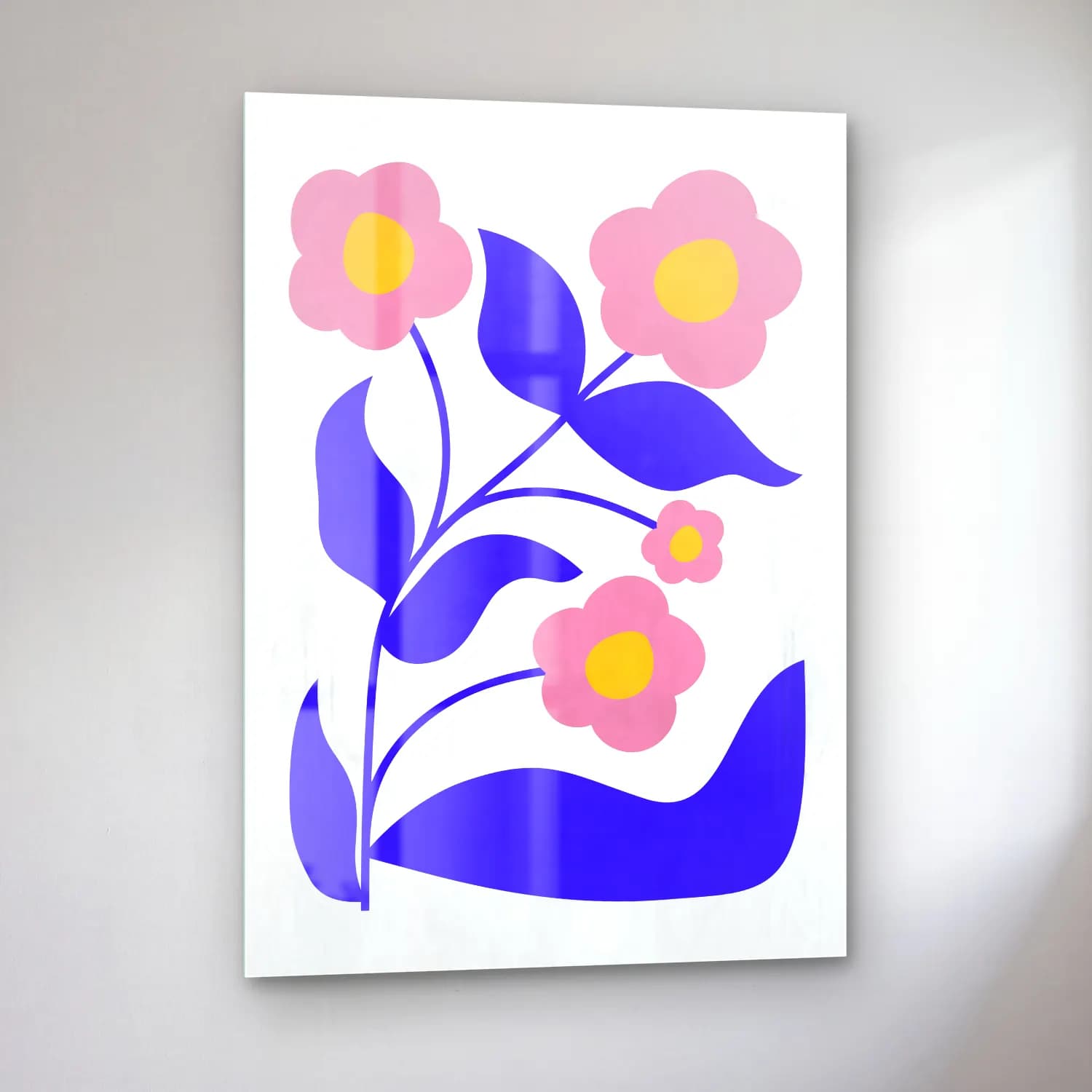 Pastel Çiçek Deseni No. 198 cam tablo — sol açıdan görünüm