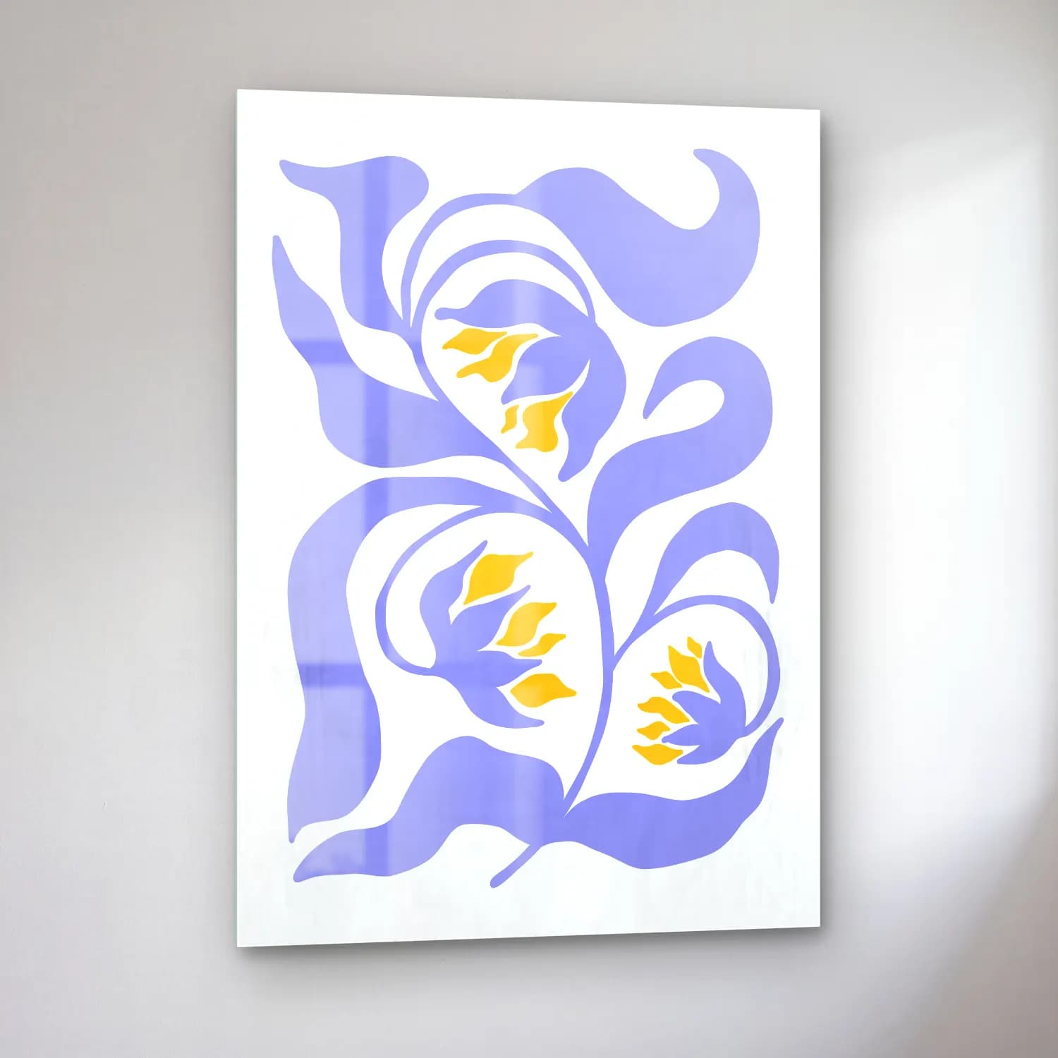Boho Çiçek Deseni No. 79 cam tablo — sol açıdan görünüm