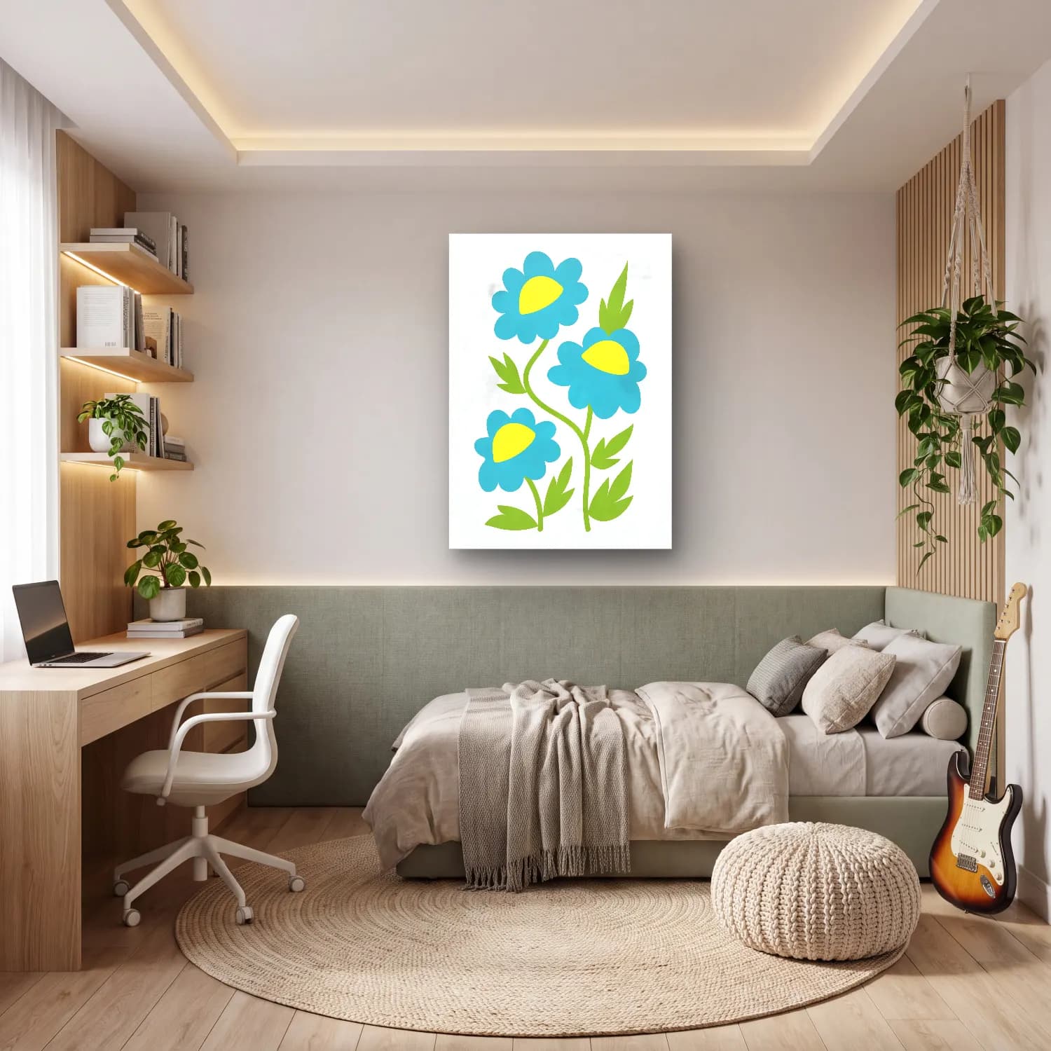 Botanik İllüstrasyon Çiçek Deseni No. 133 cam tablo — genç odasında