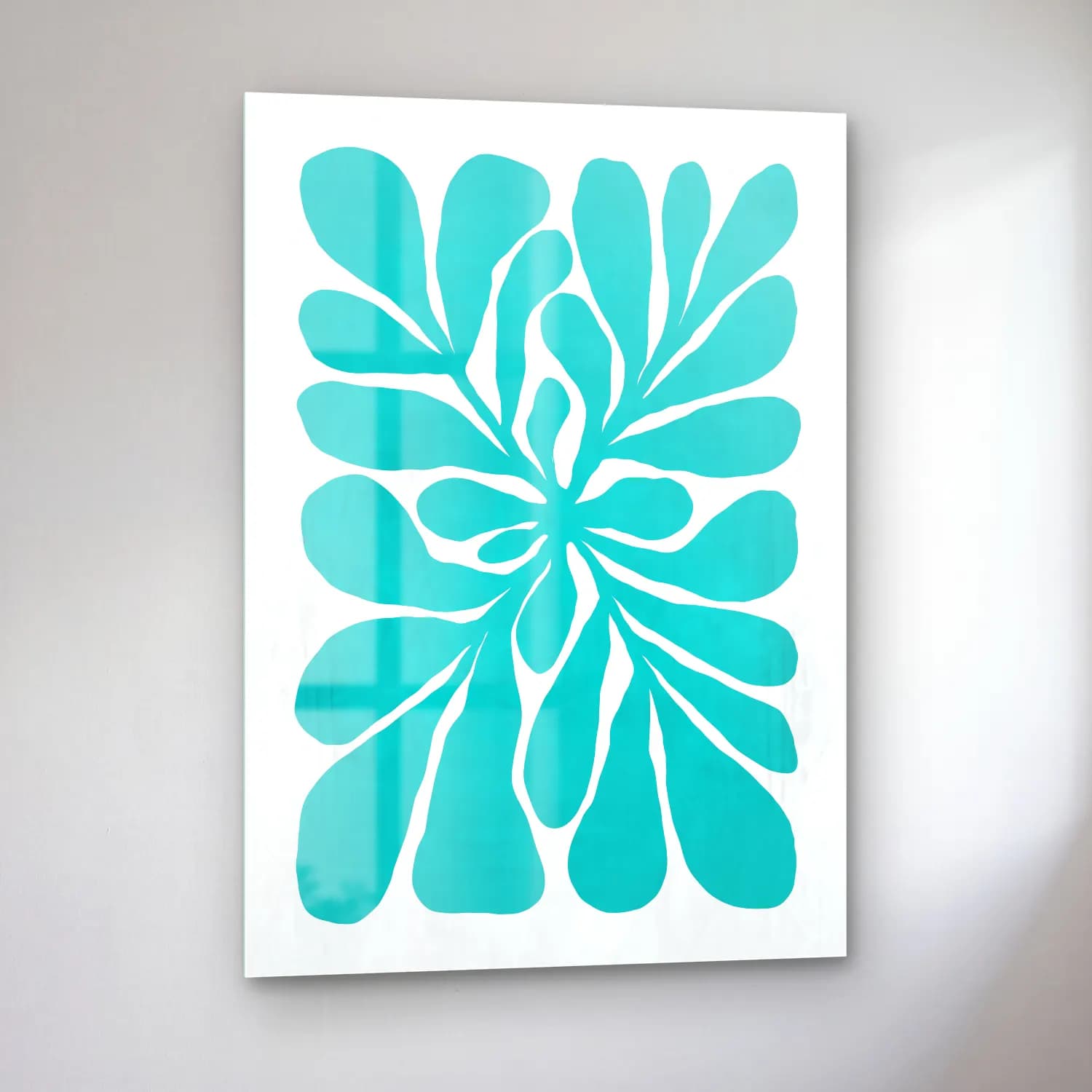 Boho Çiçek Deseni No. 81 cam tablo — sol açıdan görünüm