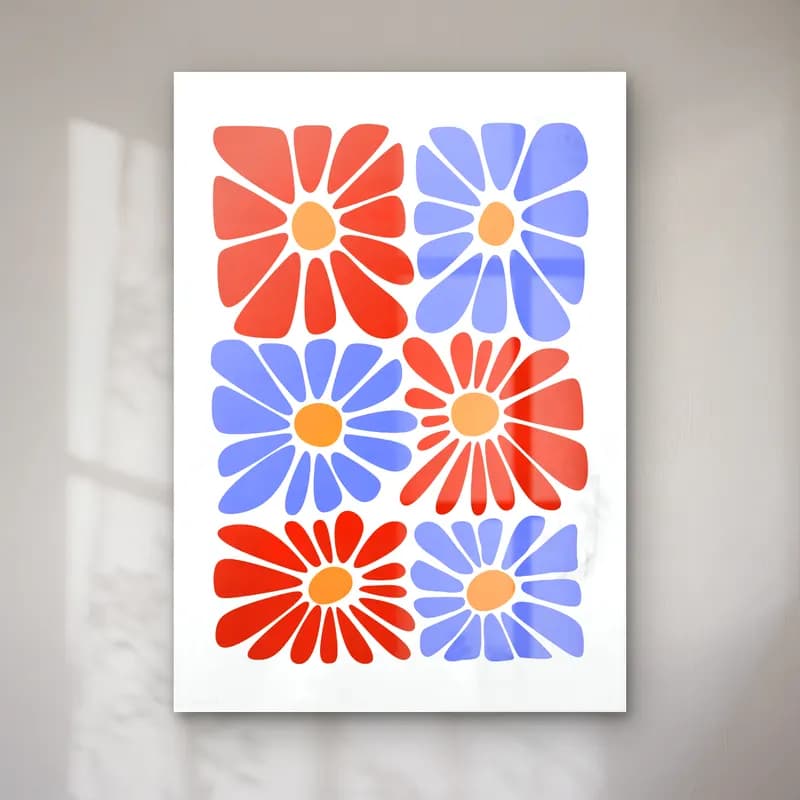 Retro Çiçek Deseni No. 178 cam tablo — Retro Çiçek Deseni No. 178 — retro çiçek deseni