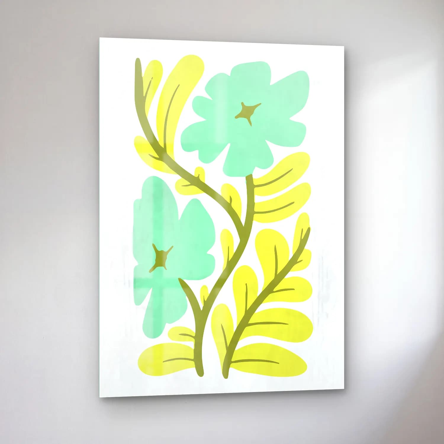 Botanik İllüstrasyon Çiçek Deseni No. 136 cam tablo — sol açıdan görünüm